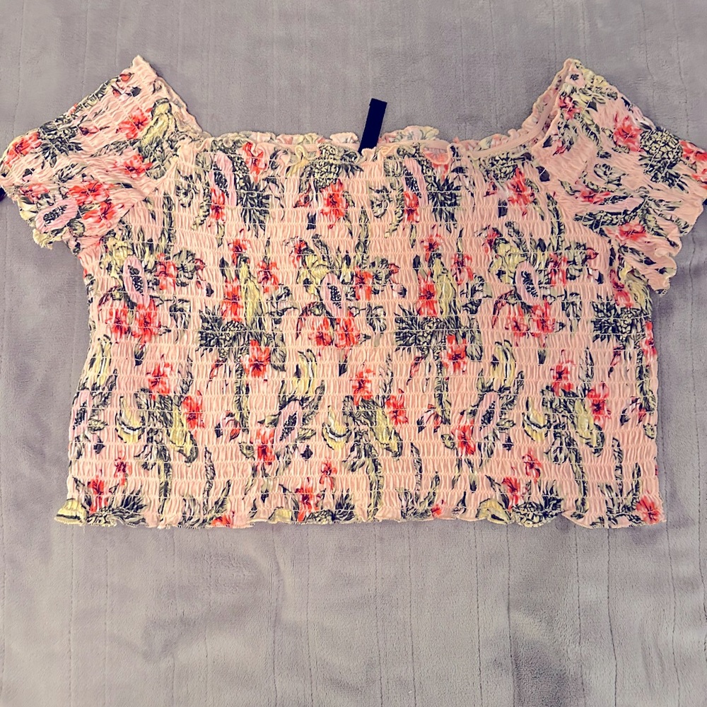 Pink tropical crop top